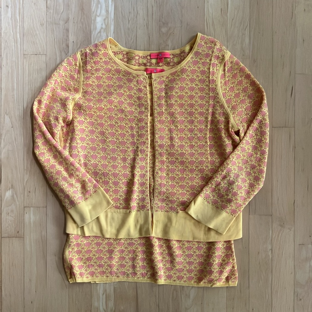 Vintage twinset cardigan tank Medium orange yellow